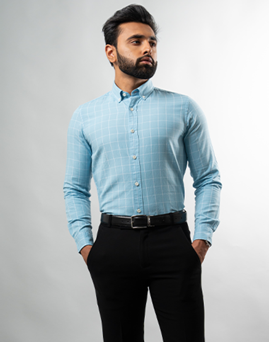 Light Blue Window Checks Shirt