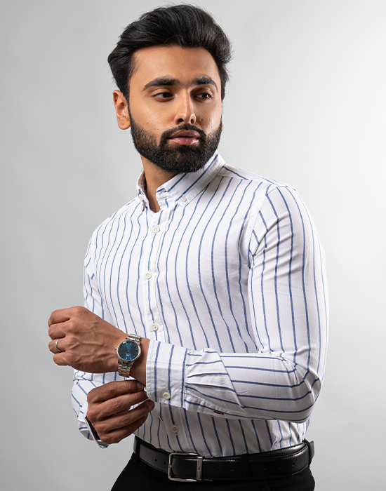 White with Blue Stripe Shirt