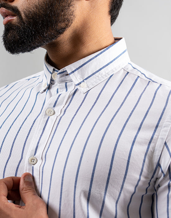 White with Blue Stripe Shirt