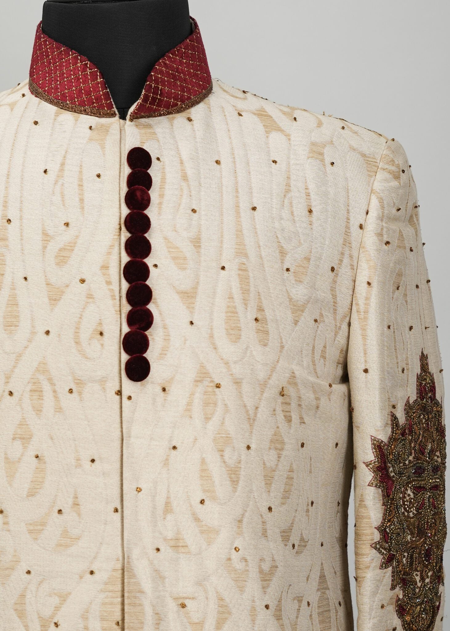 Vista White Embroidery Indowestern Suit