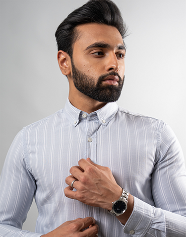 Gray Track Stripe Shirt