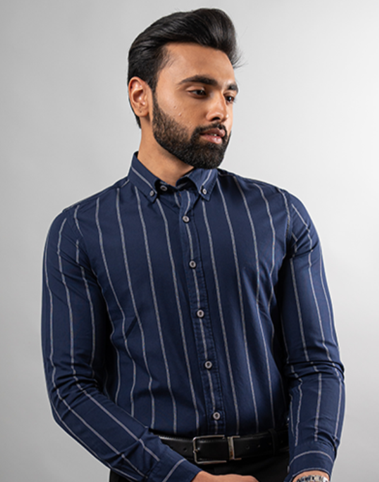 Royal Blue Track Stripe Shirt