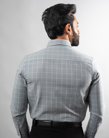 Gray Window Check Shirt