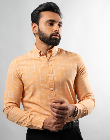 Peach Window Checks Shirt