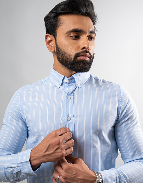 Blue Track Stripe Shirt