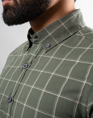 Green White Halo Checks Shirt