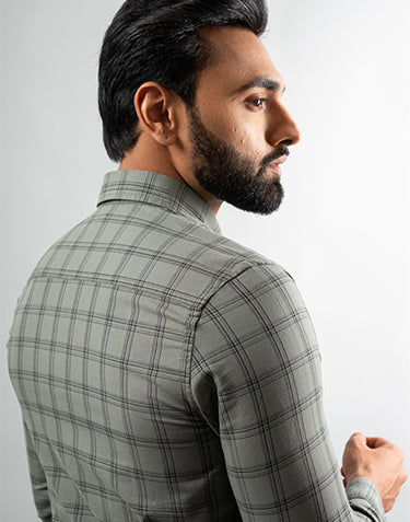 Olive Green Shadow Check
