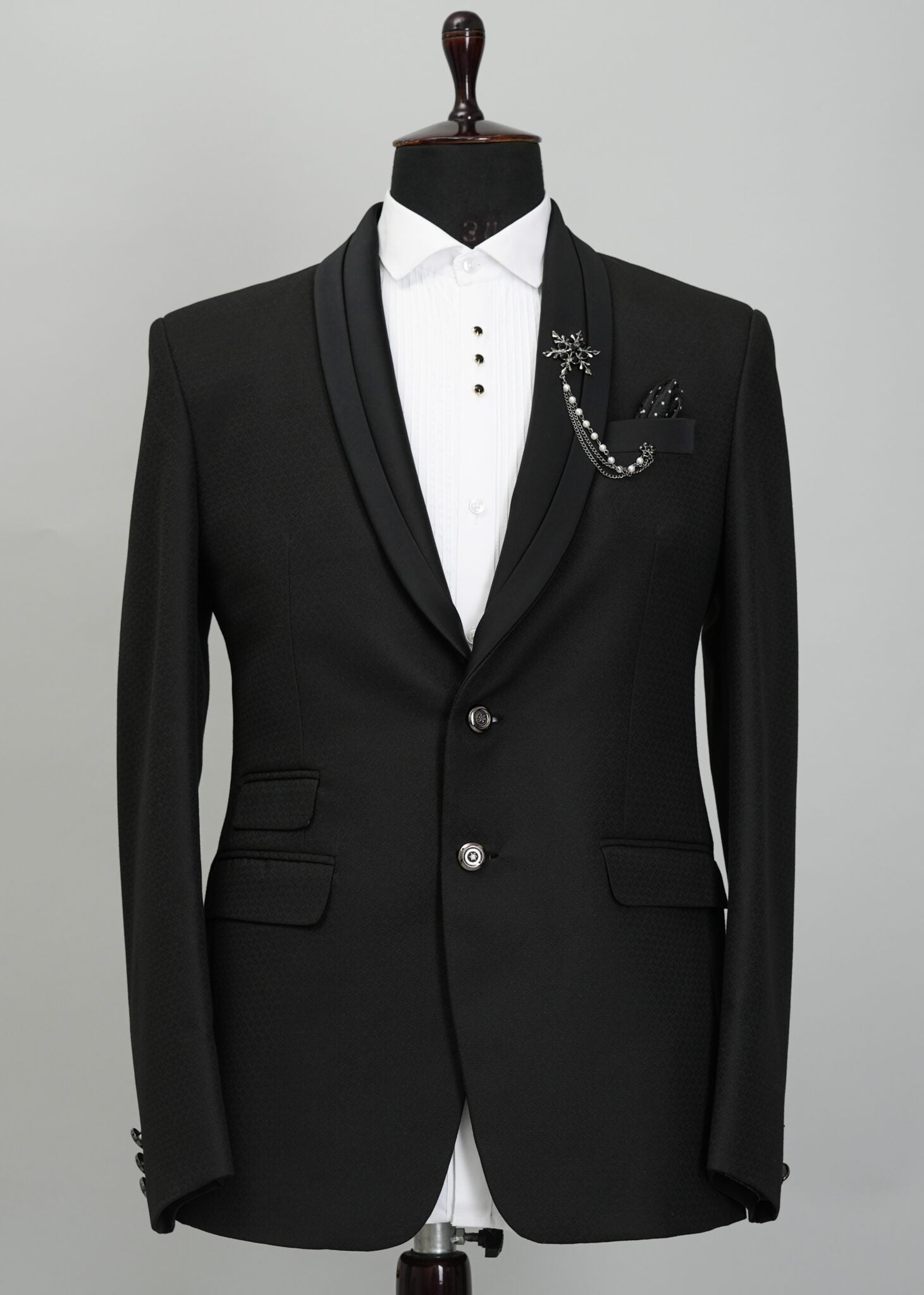 Black Onyx solid Plain 2 Piece Suit