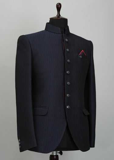 Blue Zodiac Solid Plain Jodhpuri Suit
