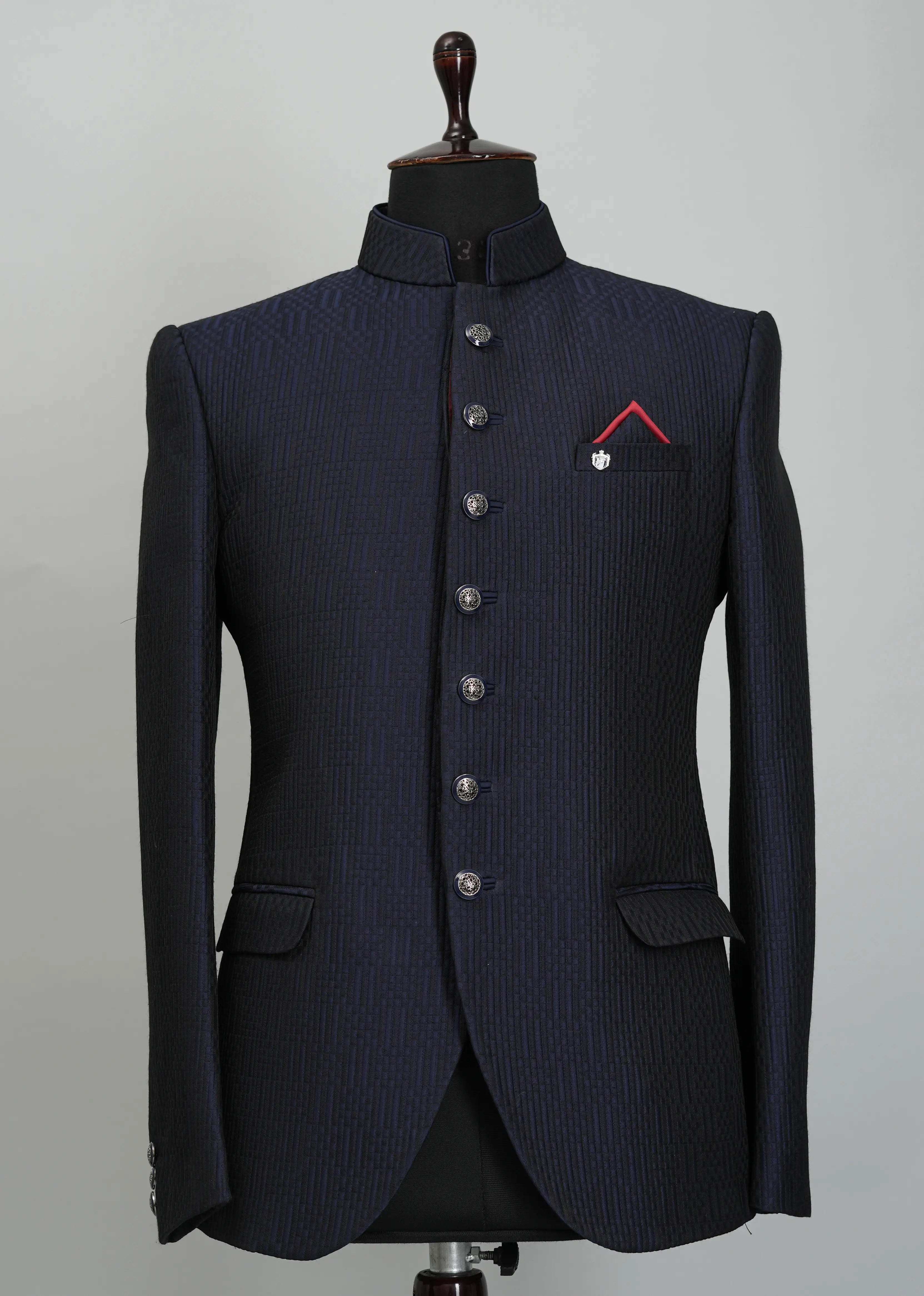 Blue Zodiac Solid Plain Jodhpuri Suit