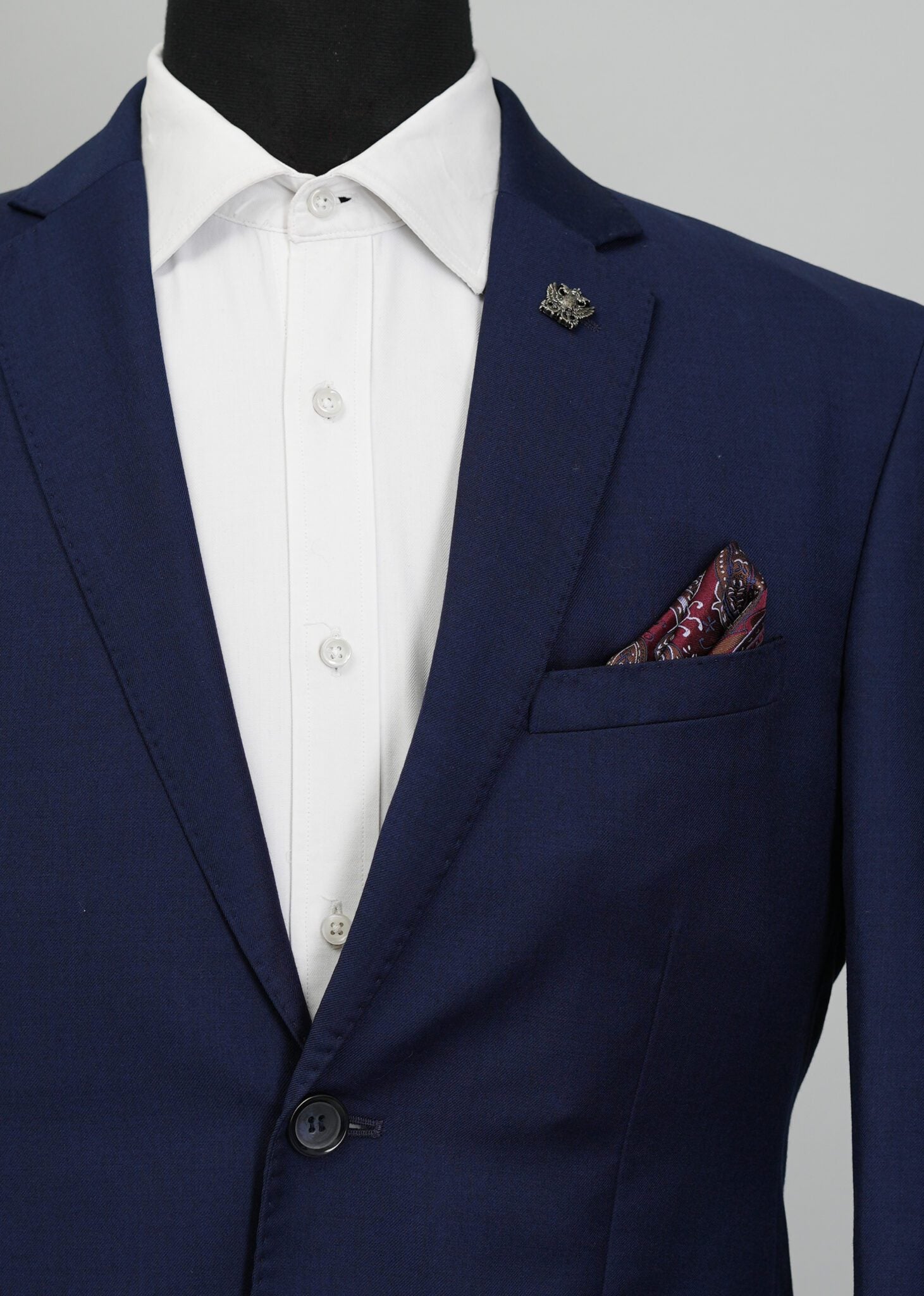 Blue Zodiac Solid Plain 2 Piece Suit