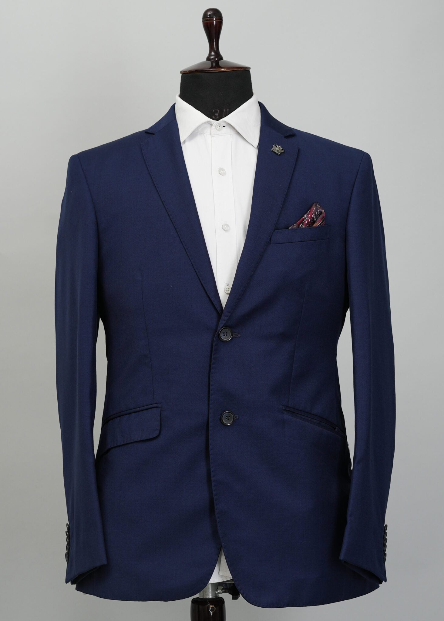 Blue Zodiac Solid Plain 2 Piece Suit