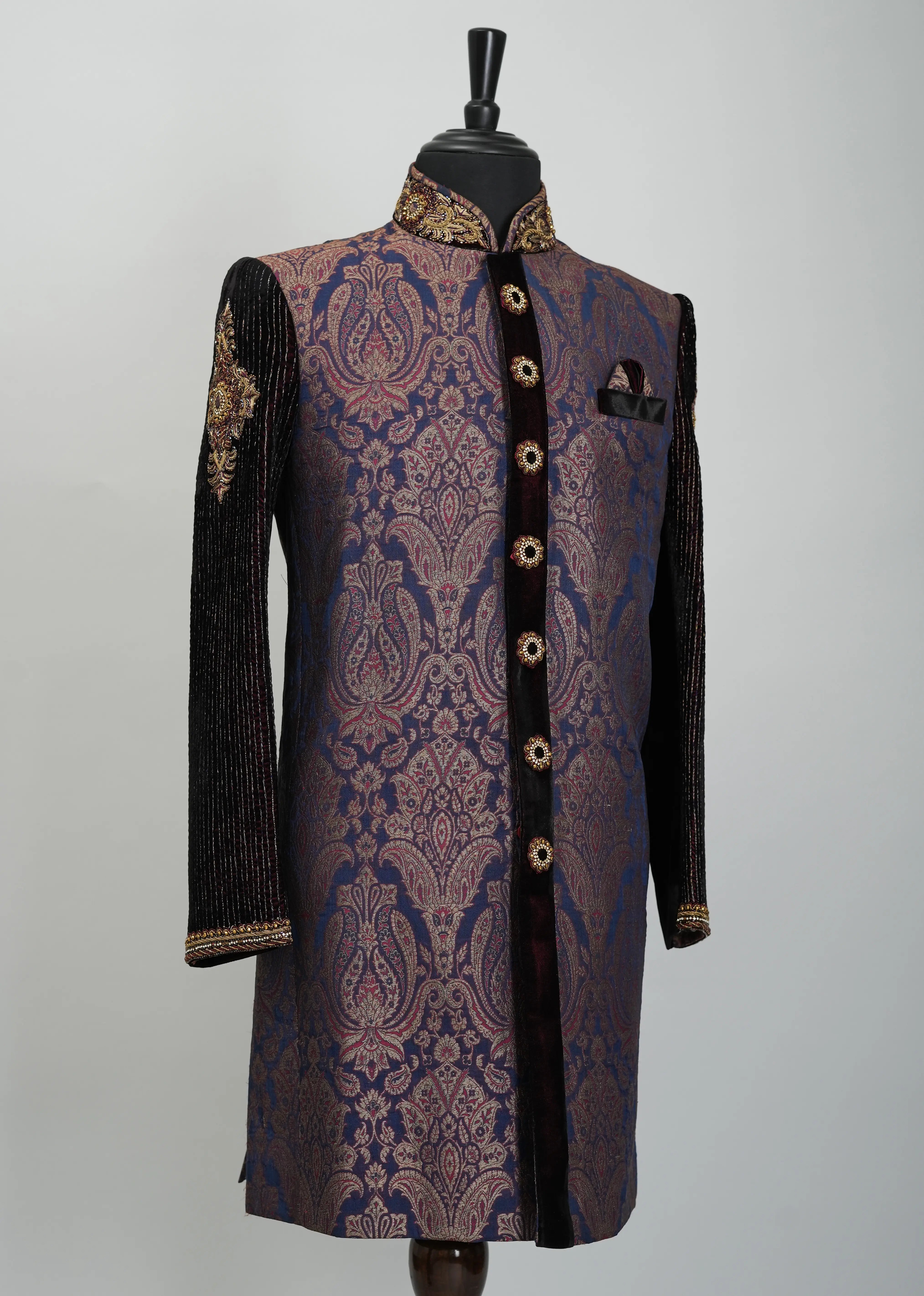 Blue Zodiac Embroidery Indowestern Suit