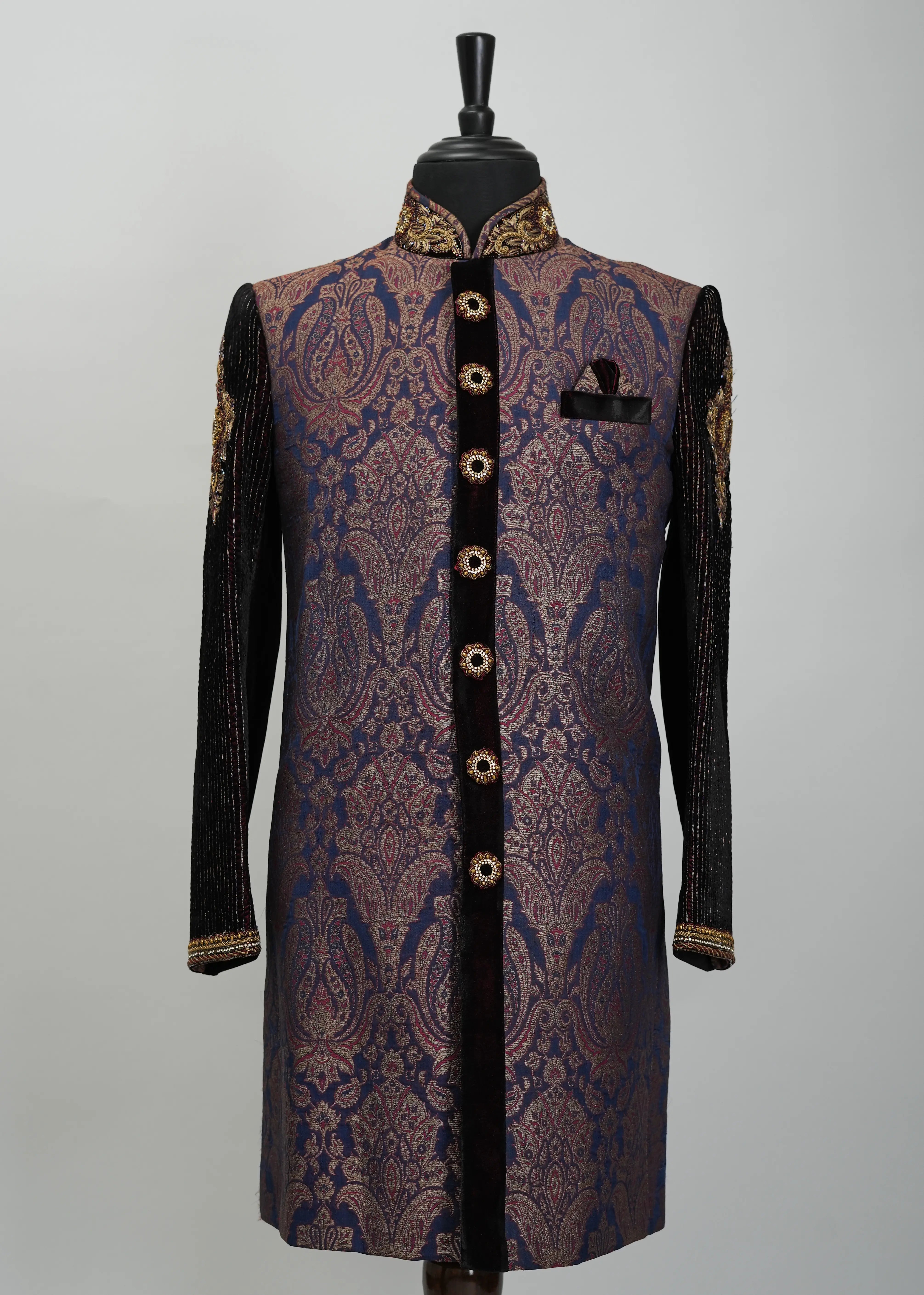 Blue Zodiac Embroidery Indowestern Suit