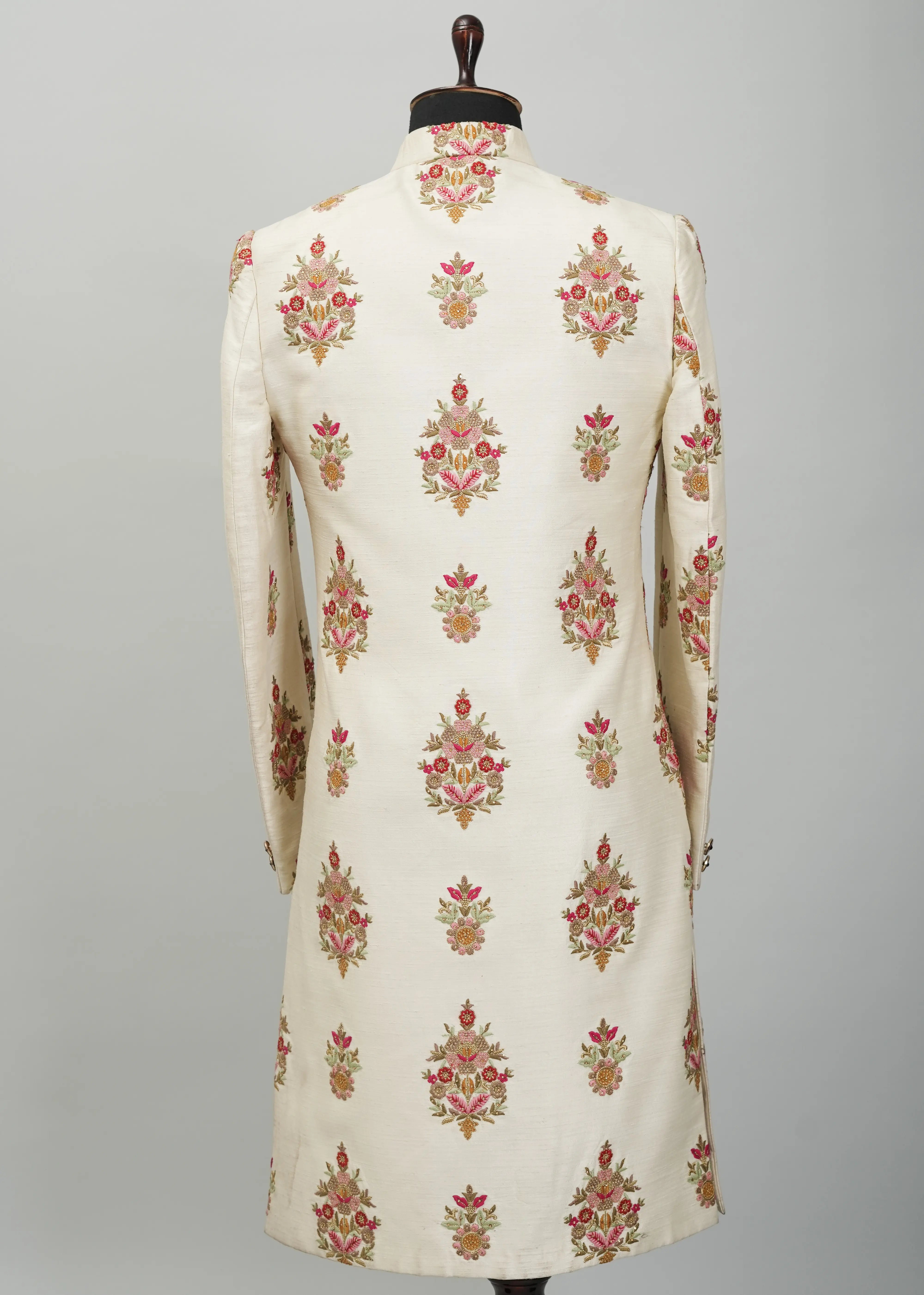 Vista White Floral Indowestern Suit