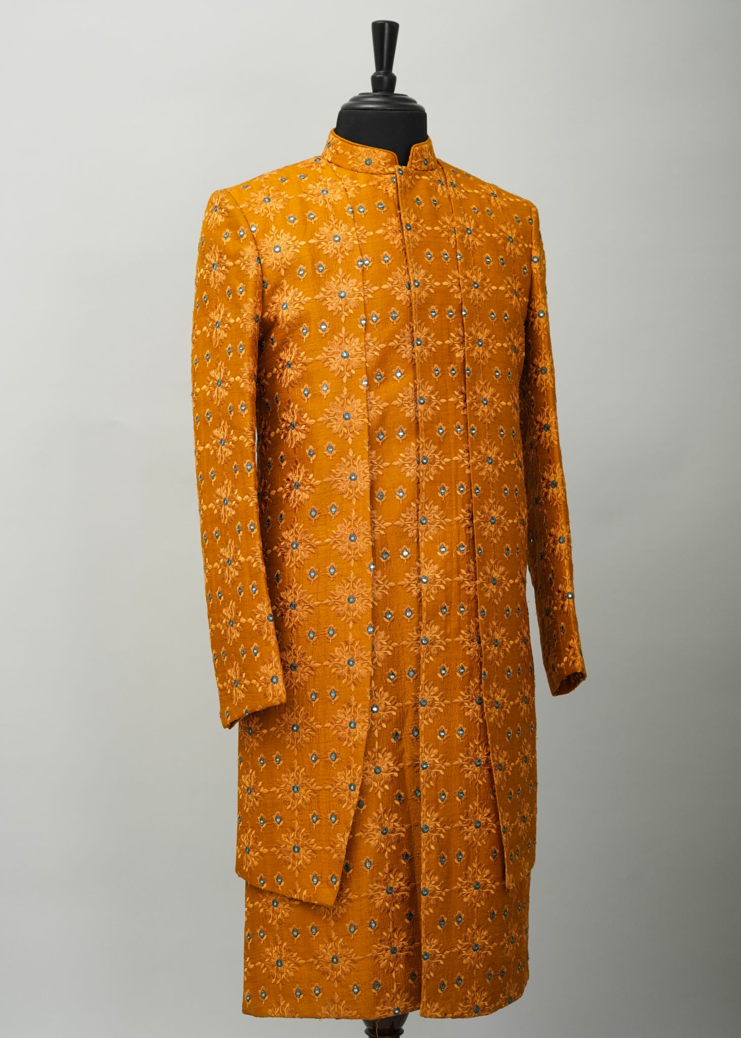Mustard Embroidery Indowestern Suit