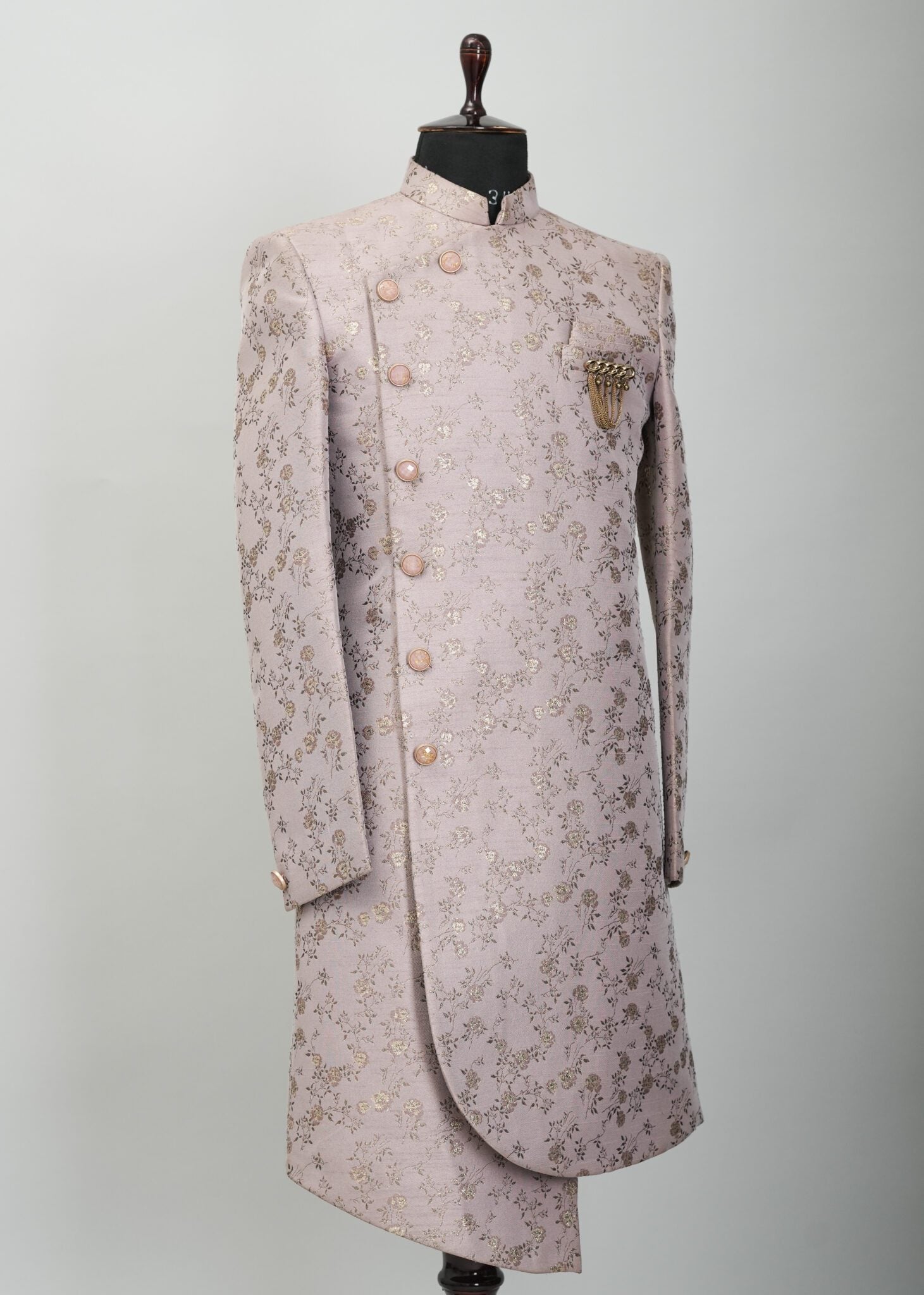 Reddish Pink Embroidery Indowestern Suit
