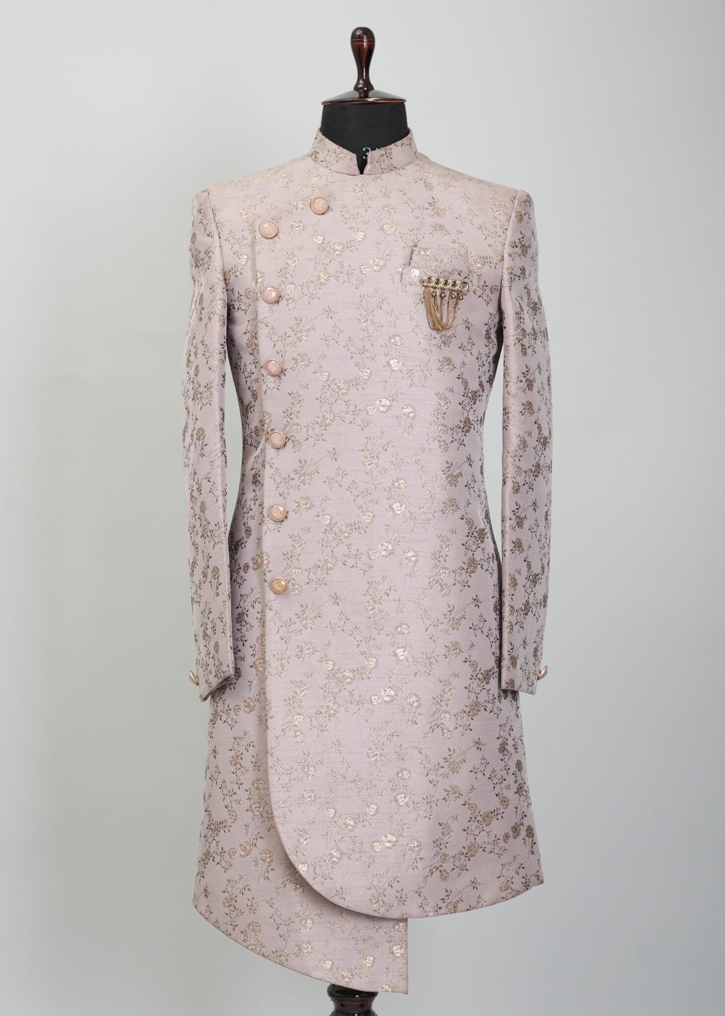 Reddish Pink Embroidery Indowestern Suit