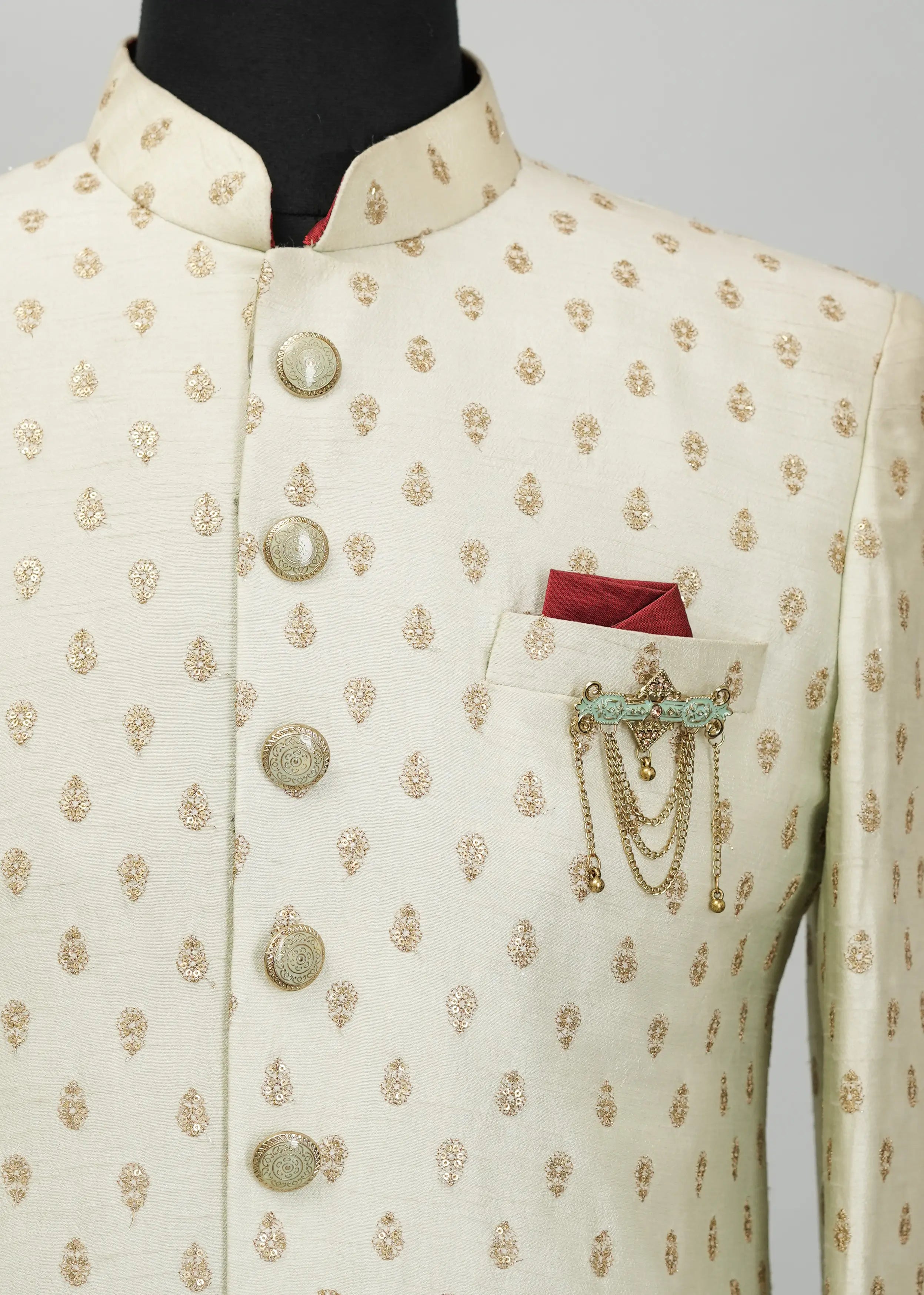 Gold Embroidery Indowestern Suit
