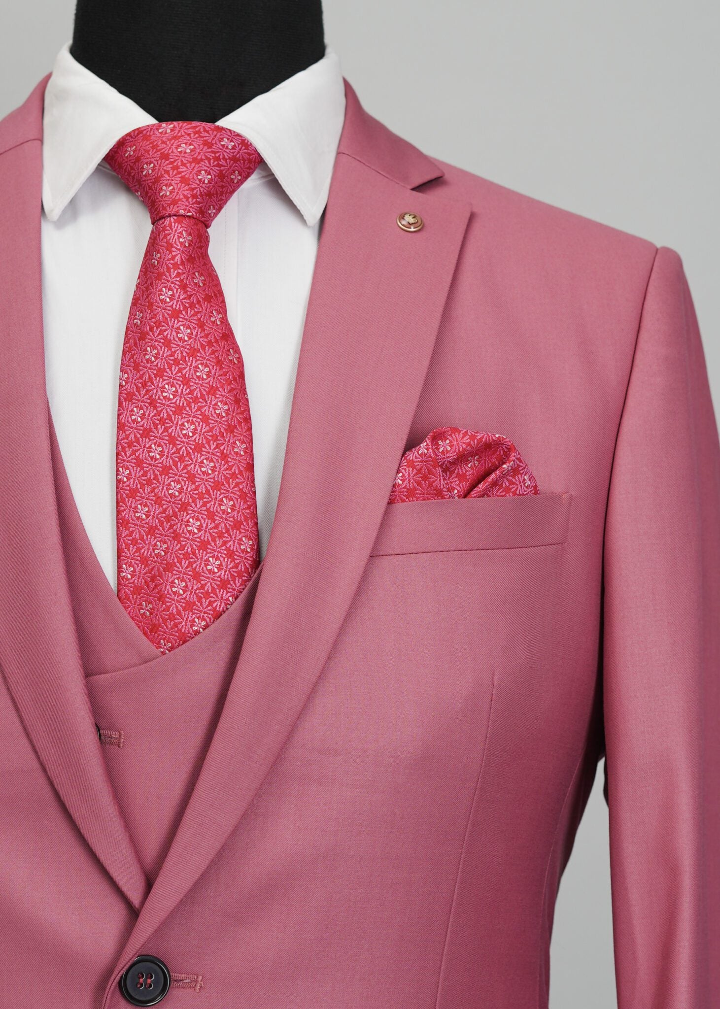 Misty Rose Solid Plain 5 Piece Suit