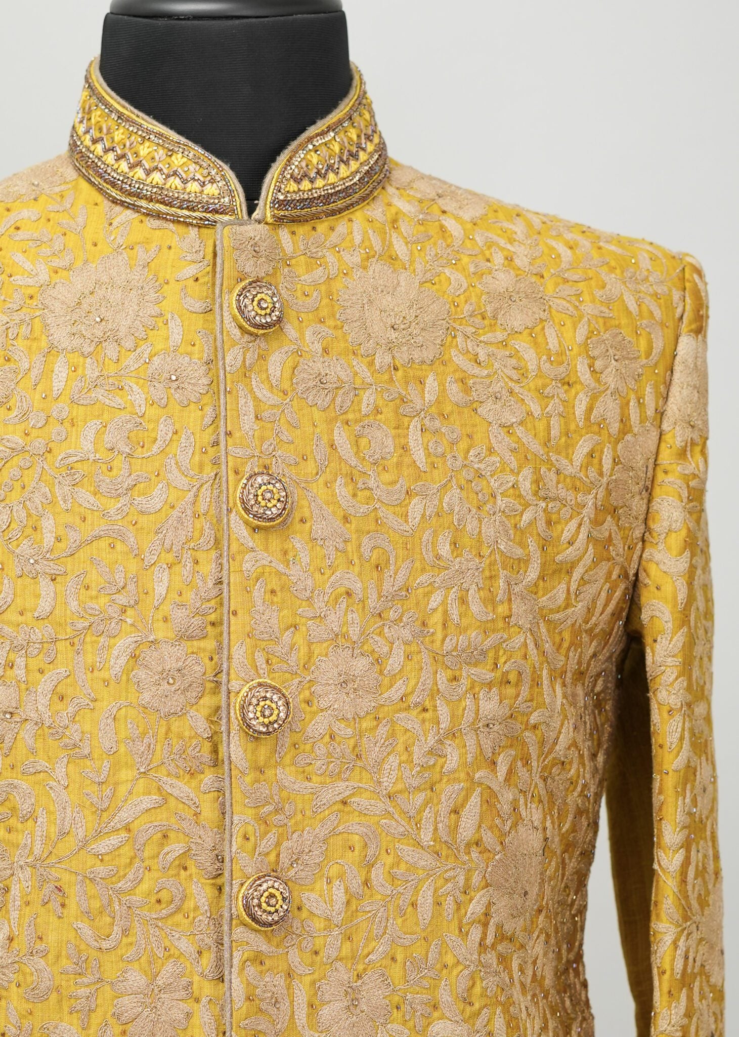 Goldenrod Embroidery Indowestern Suit