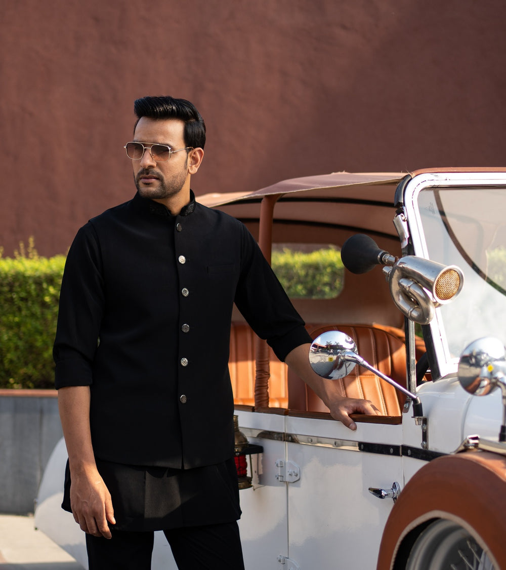 Black bandhgala for formal occasions